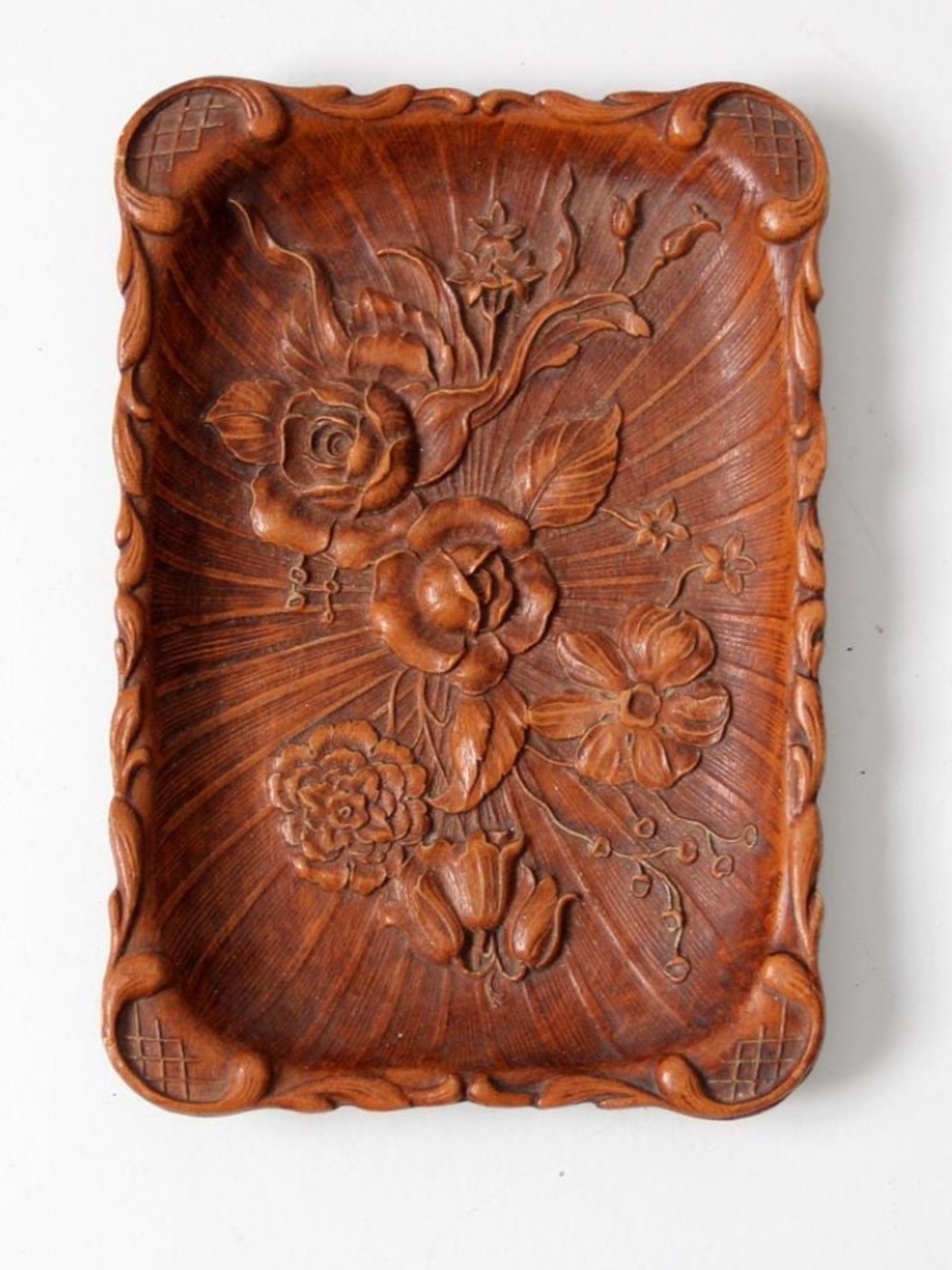 vintage Syroco style floral tray